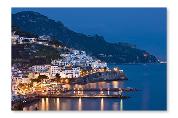 Amalfi At Night, Italy 24x36 Wall Art Fabric Panel Without Frame