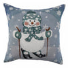 Coussin orné de bonhomme de neige en ski - ensemble de 2 coussins