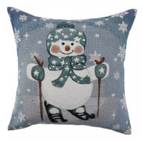 Coussin orné de bonhomme de neige en ski - ensemble de 2 coussins