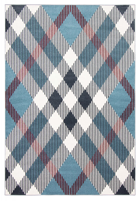 Carpette Kors bleue lavable à la machine - 8 pi 0 po x 10 pi 0 po