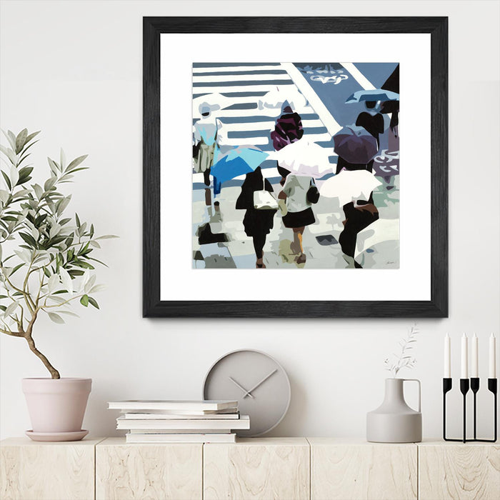 Œuvre d’art murale encadrée noire et mate « April Showers » 30 x 30