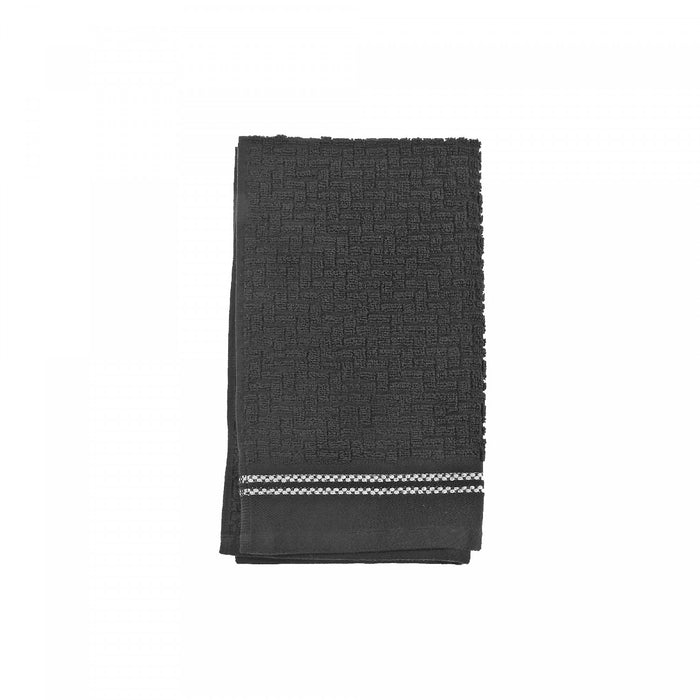 Essuie-mains brodé luxueux 16 x 27 noir - ensemble de 6 serviettes