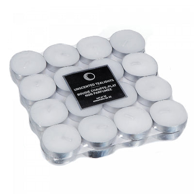 32 Pk Unscented Tealights White - Set of 2 Candle|Paquet de 32 bougies chauffe-plats blanches non parfumées - ensemble de 2 paquets de bougies