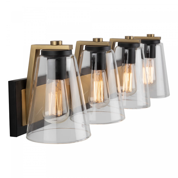 Éclairage au-dessus du meuble-lavabo Treviso noir et laiton à 3 ampoules