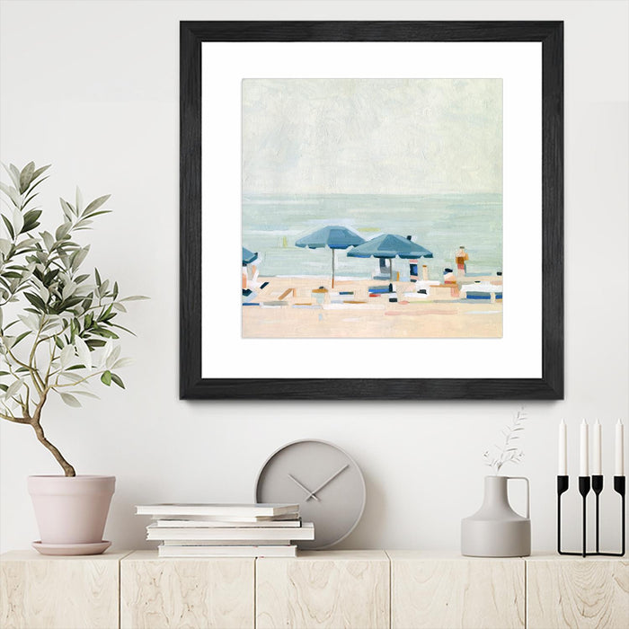 Œuvre d’art murale encadrée noire et mate « If It's The Beaches I » 36 x 36