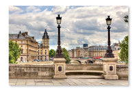 Paris Cityscape 24 po x 36 po : Oeuvre d’art murale en panneau de tissu sans cadre