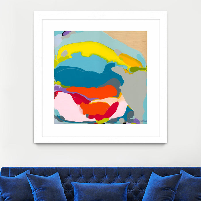Œuvre d’art murale encadrée blanche et mate « Free Falling » 36 x 36