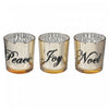 Bougeoirs « Joy », « Noël », et « Peace » pour bougie chauffe-plats en verre - ensemble de 3 bougeoirs