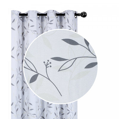 Decorative Polyester Panel Leafy Silver 84" - Set of 2 Drapes and Blinds|Rideau décoratif de 84 po en polyester orné de feuilles argentées - ensemble de 2 rideaux