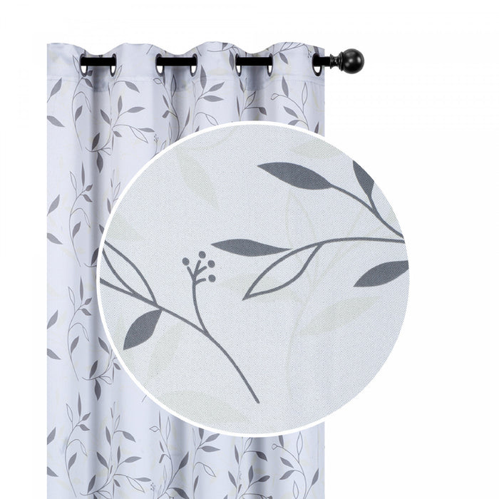 Rideau décoratif de 84 po en polyester orné de feuilles argentées - ensemble de 2 rideaux
