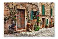 Charming Streets of Old Mediterranean Towns 24 po x 36 po : Oeuvre d’art murale en panneau de tissu sans cadre