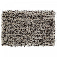 Tapis de salle de bain bain en microfibre brun et beige à poil long 20 x 32