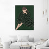 "Woman In Green" Canvas Framed Black 18x24 Wall Art