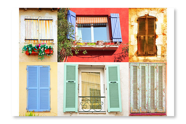  Traditional French Windows 16 po x 24 po : Cadre d'art mural et panneau de tissu