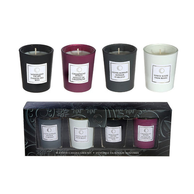 4 Pack 2.5 Oz Luxe Scented Glass Candle Gift Set|Ensemble cadeau de 4 bougies parfumées de luxe de 2,5 oz en verre