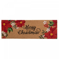Paillasson 16 x 48 en fibre de coco orné de poinsettias et « Merry Christmas »