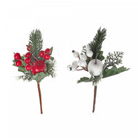 Décoration florale avec baies et pin - ensemble de 12 fleurs artificielles