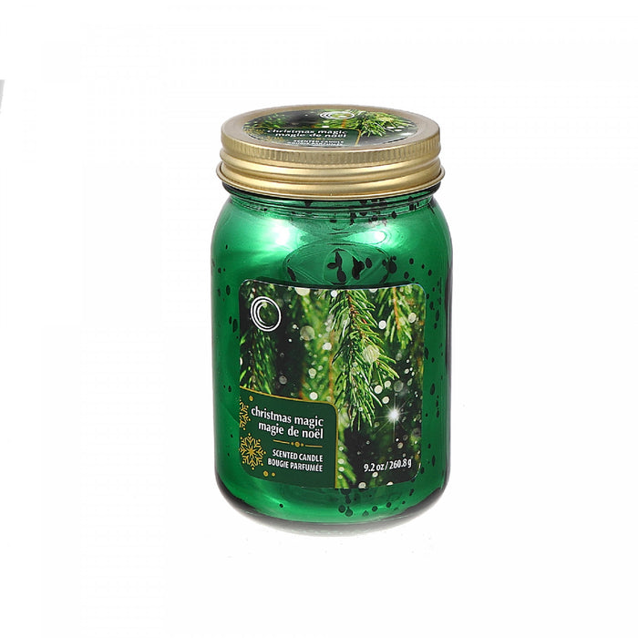 Chandelle de 9,2 oz à arôme de magie de Noël dans un pot Mason électroplaqué