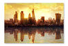  London Sunset 16 po x 24 po : Cadre d'art mural et panneau de tissu