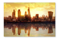  London Sunset 16 po x 24 po : Cadre d'art mural et panneau de tissu