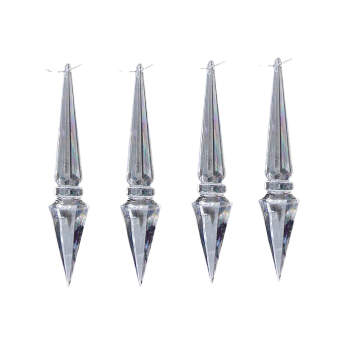 Paquet de 4 glaçons de 5 po en acrylique en forme de diamant - ensemble de 2 ornements de Noël