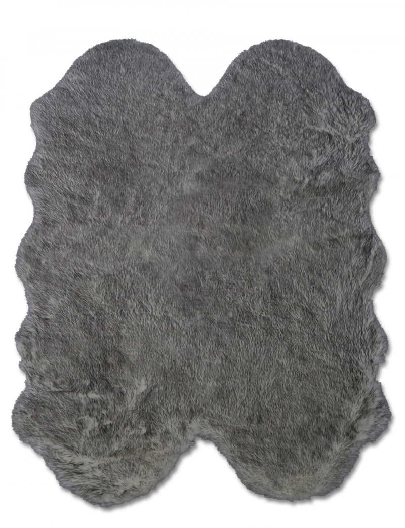 Marcia Sheepskin Plush Grey Tip Area Rug - 4'0" x 6'0"