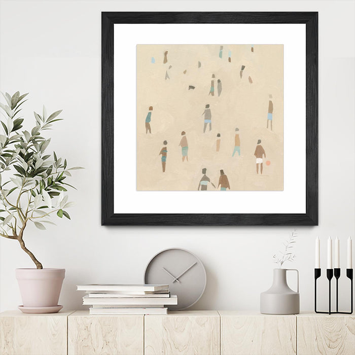 Œuvre d’art murale encadrée noire et mate « Beach Goer Iv » 30 x 30
