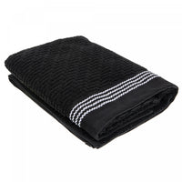 Serviette de bain brodée luxueuse 27 x 50 noire - ensemble de 2 serviettes