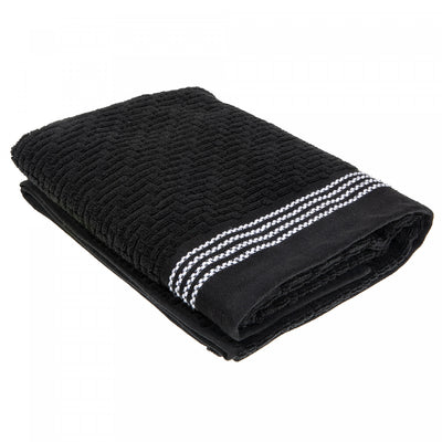 Luxury Stitch Bath Towel 27 x 50 Black - Set of 2 Towels|Serviette de bain brodée luxueuse 27 x 50 noire - ensemble de 2 serviettes