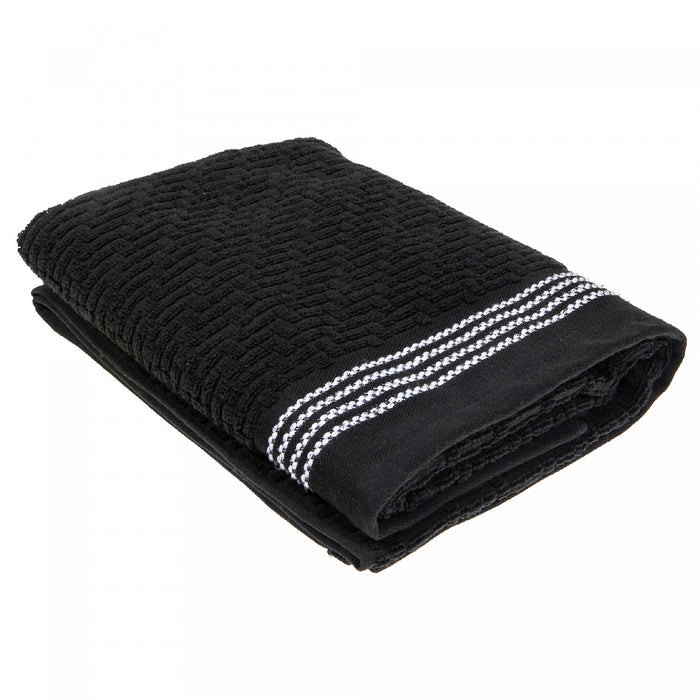 Serviette de bain brodée luxueuse 27 x 50 noire - ensemble de 2 serviettes