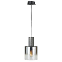 Luminaire suspendu Henley en noir satiné et verre fumé à 1 ampoule