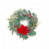 Couronne de 13,5 po avec poinsettia et pommes de pin