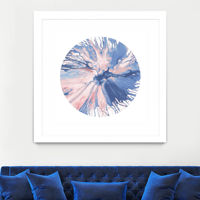 Œuvre d’art murale encadrée blanche et mate « Spin Art 21 » 36 x 36