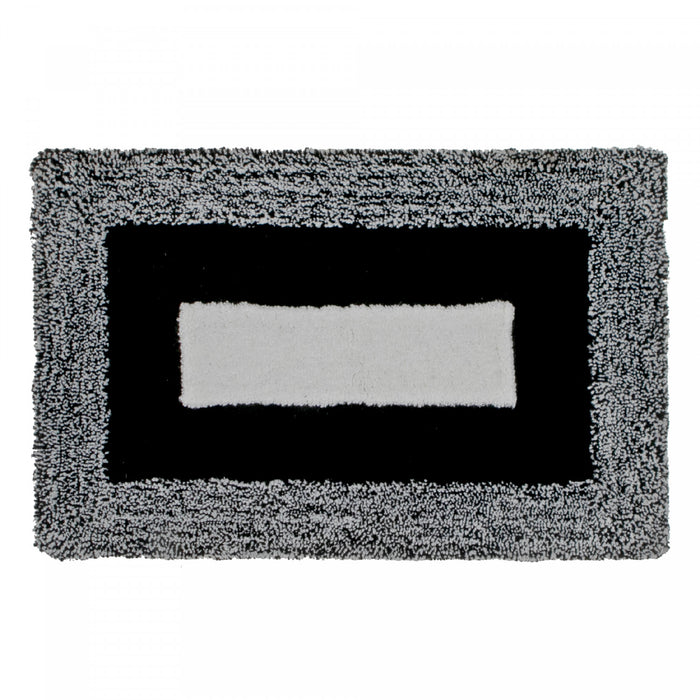 Tapis de salle de bain à bordure en microfibre noire 20 x 32