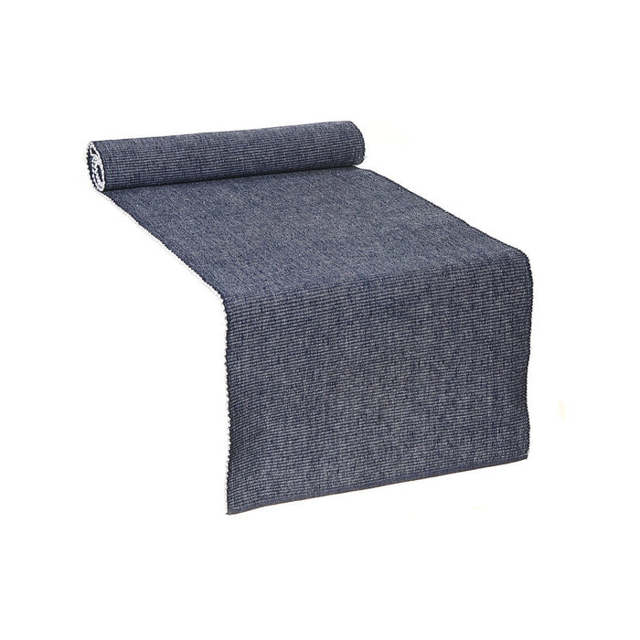 Chemin de table bleu marine en chambray côtelé - ensemble de 2