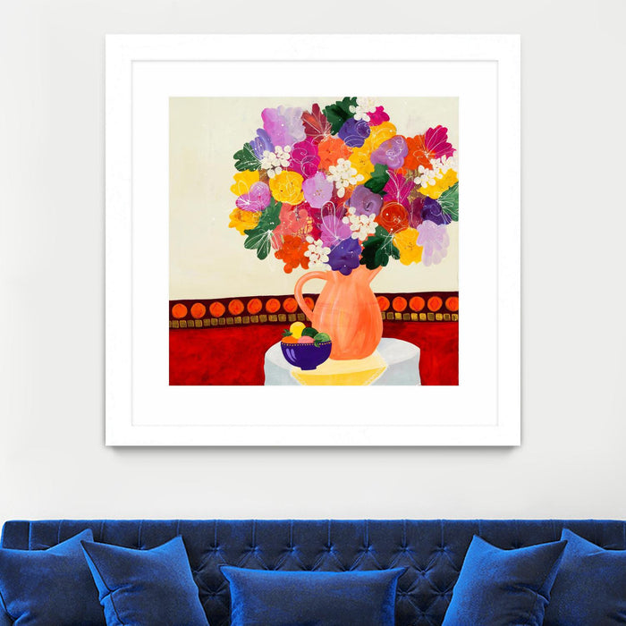 Œuvre d’art murale encadrée blanche et mate « Taking In The Love » 36 x 36