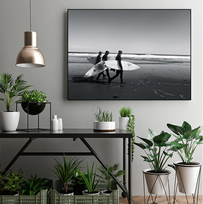 Œuvre d'art murale sur toile encadrée noire « Surfers Iii » 32 x 24