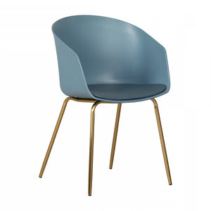Flam Chair with Metal Legs - Blue/Gold  | Chaise Flam avec pattes en métal - bleue et dorée | D83GUMAZ