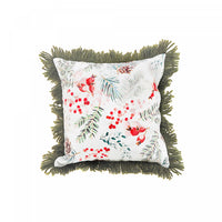 Coussin à estampe numérique de baies et de pin avec frange - ensemble de 2 coussins