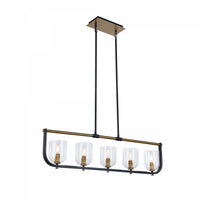Luminaire pour îlot Cheshire noir et laiton à 5 ampoules