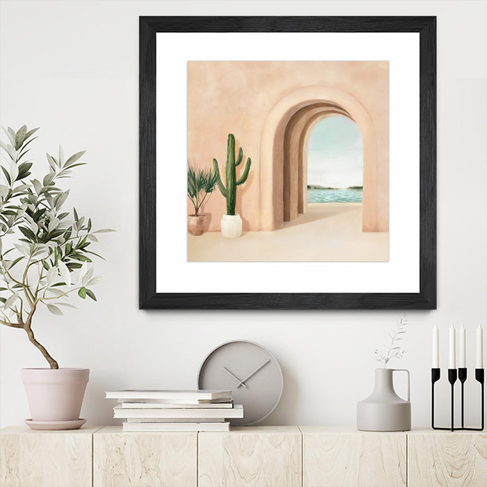 Œuvre d’art murale encadrée noire et mate « Coastal Arch » 30 x 30