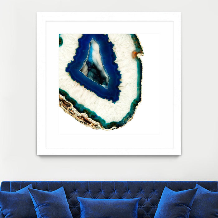 Œuvre d’art murale encadrée blanche et mate « Mediterranean Agate A » 36 x 36