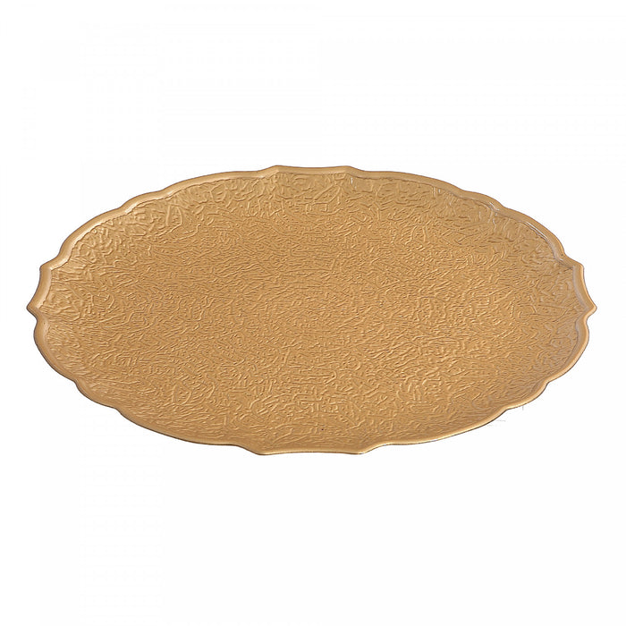 Assiette de service ronde dorée texturée de 13 po - ensemble de 6