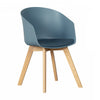 Chaise Flam avec pattes en bois - naturelle et bleue 