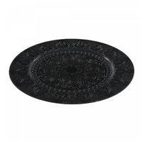 Assiette de présentation de 13 po noire ornée de bulbes de lys - ensemble de 6