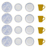 Service de vaisselle Coup 16 pièces - bleu et jaune