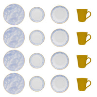  Service de vaisselle Coup 16 pièces - bleu et jaune 
