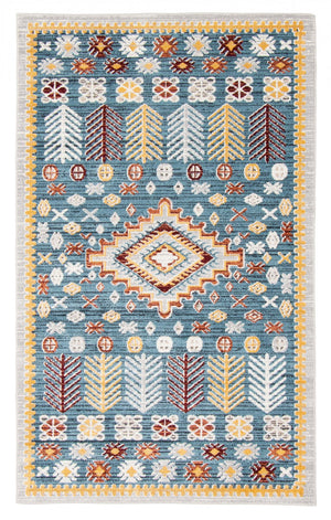 Carpette Gypsy bleue lavable à la machine - 5 pi 0 po x 7 pi 0 po