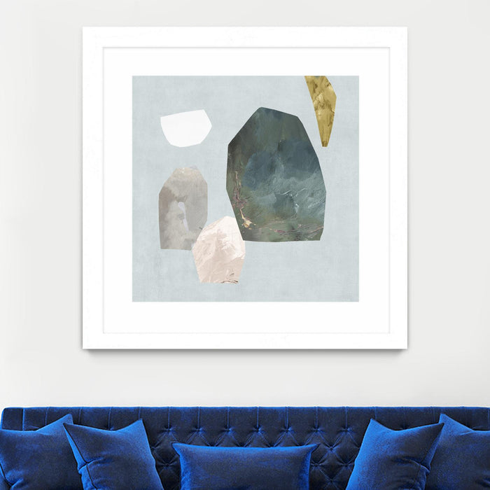 Œuvre d’art murale encadrée blanche et mate « Assembly I » 36 x 36