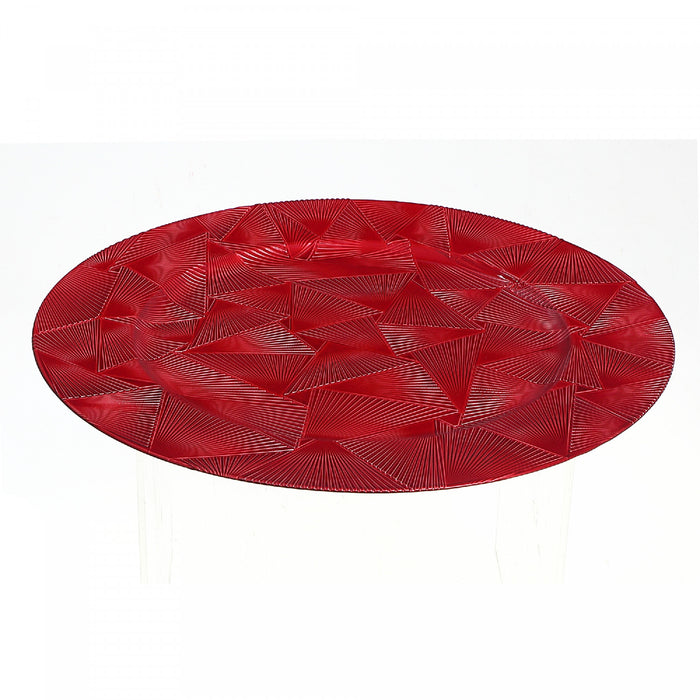 Assiette de présentation de 13 po rouge ornée de triangles - ensemble de 6